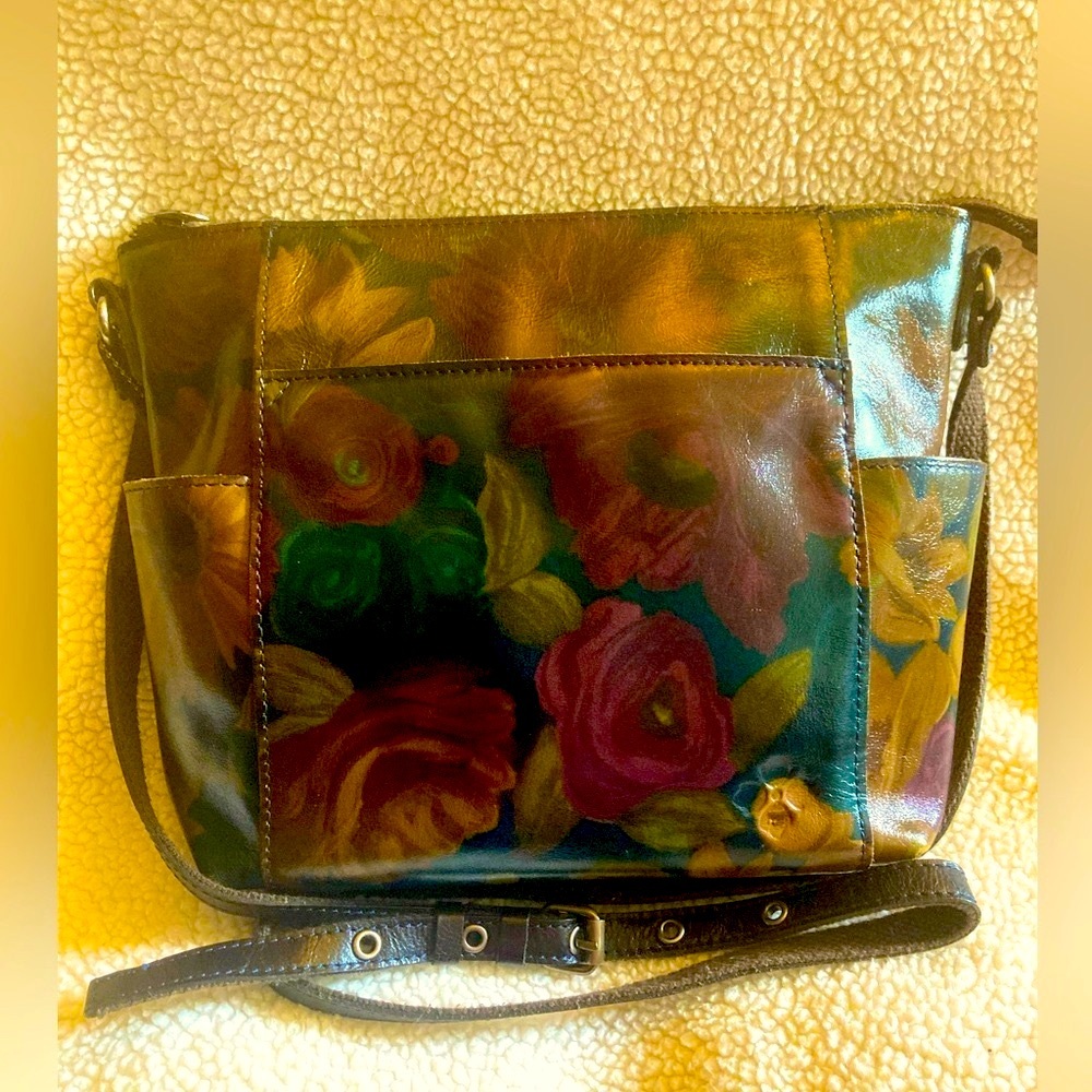Vintage Patricia Nash Peruvian Painting Floral Leather Crossbody Bag & Wallet - Picture 5 of 16